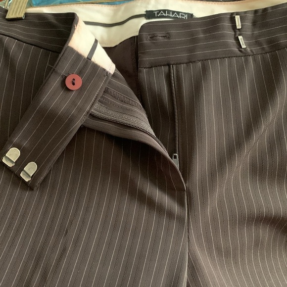 Tahari Size 6 Brown Pin Striped Dress Pants - Picture 6 of 8